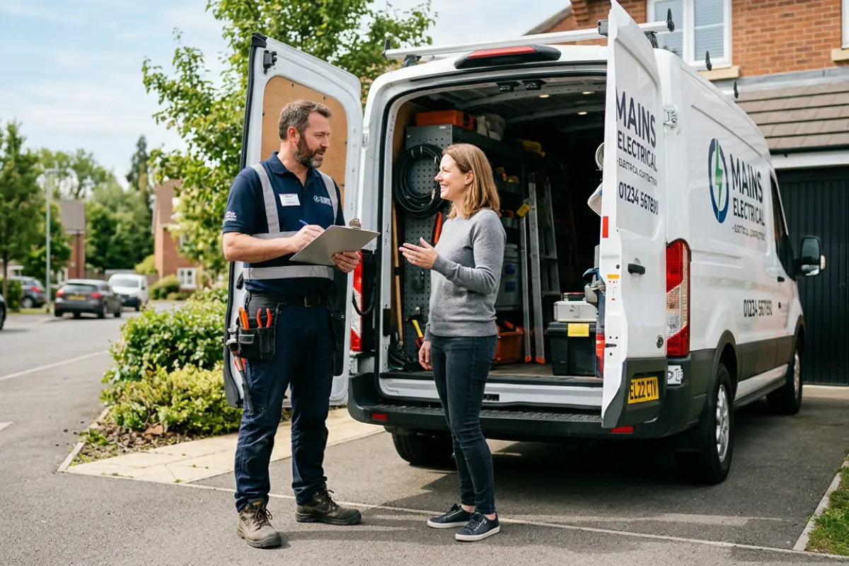 utilities worker speaking to customer