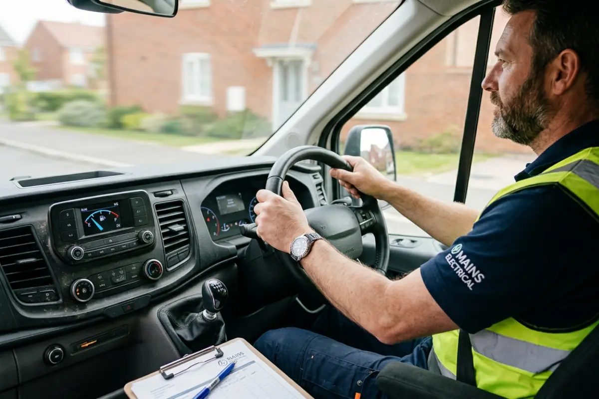 utilities worker driving